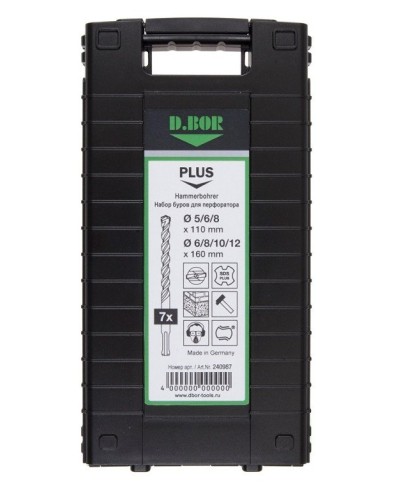 Набор буров SDS-plus V PLUS 7шт, 2-cutting (240987). Набор буров SDS-plus (5,6,8х110 мм; 6,8,10,12х160 мм). D.BOR в Нижнем Тагиле