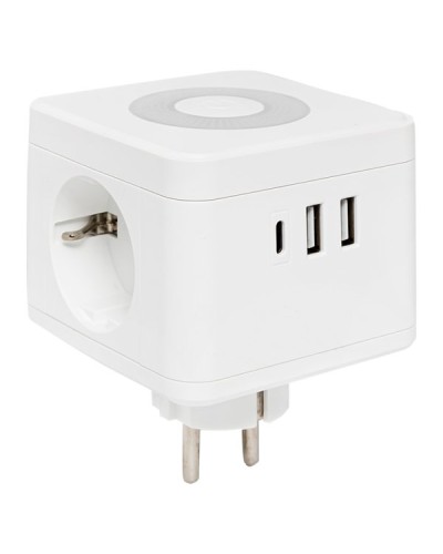 Тройник Куб 2 гнезда 2USB 2,4А+Type C + Ночник. Тройник Куб. EKF в Нижнем Тагиле