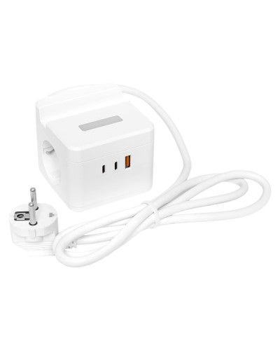 Удлинитель Куб 2 гнезда USB + 2Type C с быстрой зарядкой, подставкой под телефон и ночником 1,3 метра 1мм2. Удлинитель Куб. EKF в Нижнем Тагиле