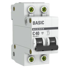 Автоматический выключатель 2P 40А (C) 4,5кА ВА 47-29 Basic (mcb4729-2-40C). Автоматический выключатель. EKF