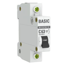 Автоматический выключатель 1P 63А (C) 4,5кА ВА 47-29 Basic (mcb4729-1-63C). Автоматический выключатель. EKF