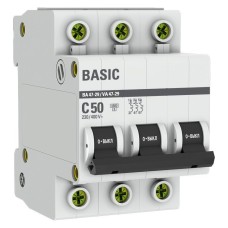 Автоматический выключатель 3P 50А (C) 4,5кА ВА 47-29 Basic (mcb4729-3-50C). Автоматический выключатель. EKF