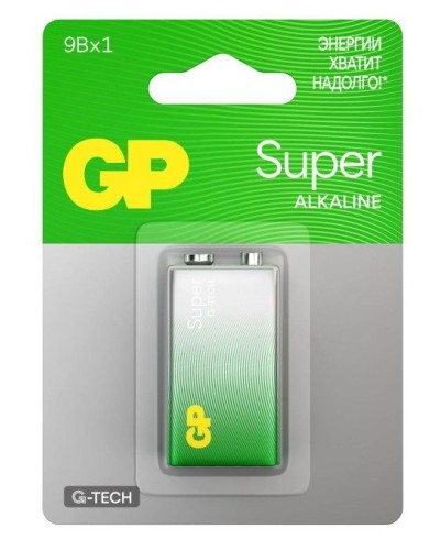 GP Super Alkaline 9V Крона (GP 1604AA21-5CRSBC1), БЛИСТЕР. Алкалиновая батарейка. GP Batteries в Нижнем Тагиле