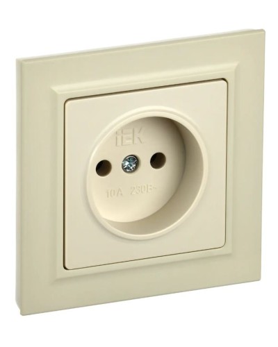 Розетка без з/к РС10-1-0-БрКр бежевый BRITE (BR-R10-10-K10). Розетка без заземления без защитных шторок. IEK в Нижнем Тагиле