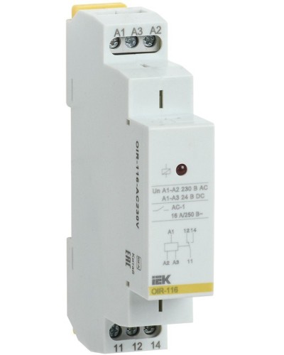 Реле промежуточное модульное OIR 1 контакт 16А 230В AC (OIR-116-AC230V). Реле промежуточное модульное. IEK в Нижнем Тагиле