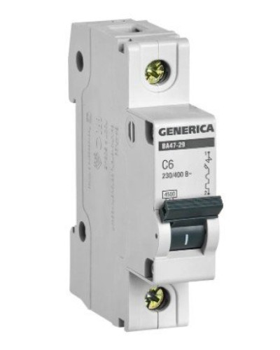 GENERICA ВА47-29 1P C 6А 4,5кА (MVA25-1-006-C). Автоматический выключатель. IEK в Нижнем Тагиле
