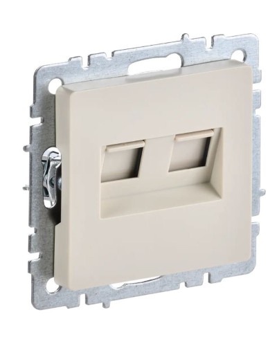 Розетка RJ45 РК10-2-БрКр кат.5E, бежевый BRITE (BR-K20-1-K10). Розетка компьютерная двойная. IEK в Нижнем Тагиле
