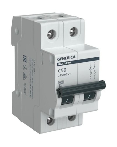 GENERICA ВА47-29М 2P C 50А 4,5кА (MVA21-2-050-C-G). Автоматический выключатель. IEK в Нижнем Тагиле