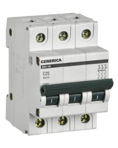 GENERICA ВА47-29 3P C 25А 4,5кА (MVA25-3-025-C). Автоматический выключатель. IEK в Нижнем Тагиле