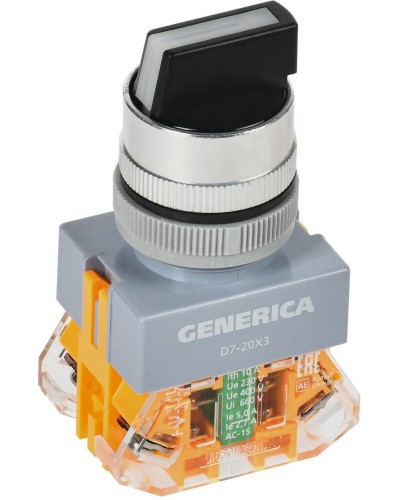 Переключатель D7-20X3 на 3 положения черный GENERICA (BSW50-20X3-3-21-3-K02-G). Переключатель. IEK в Нижнем Тагиле