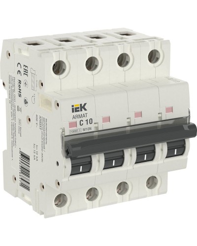M10N 4P C 10А 10кА ARMAT (AR-M10N-4-C010). Автоматический выключатель. IEK в Нижнем Тагиле