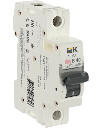 M06N 1P B 40А 6кА ARMAT (AR-M06N-1-B040). Автоматический выключатель. IEK в Нижнем Тагиле