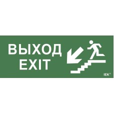Самоклеящаяся этикетка Выход/лестница вниз/фигура для ССА (LPC10-1-35-13-VLVNF). Самоклеящаяся этикетка 240х90 мм. IEK