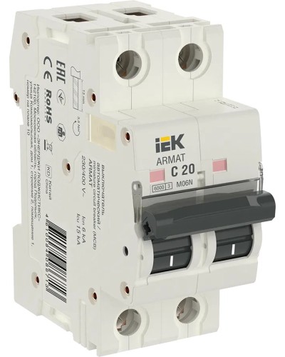 M06N 2P C 20А 6кА ARMAT (AR-M06N-2-C020). Автоматический выключатель. IEK в Нижнем Тагиле
