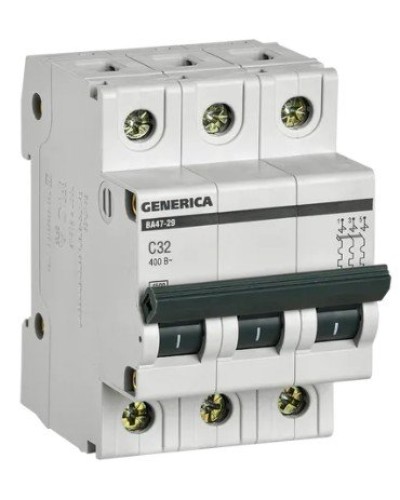 GENERICA ВА47-29 3P C 32А 4,5кА (MVA25-3-032-C). Автоматический выключатель. IEK в Нижнем Тагиле