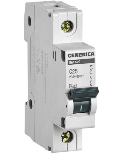GENERICA ВА47-29 1P C 25А 4,5кА (MVA25-1-025-C). Автоматический выключатель. IEK в Нижнем Тагиле