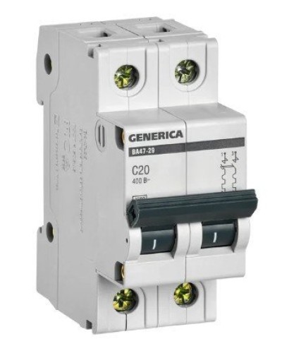 GENERICA ВА47-29 2P C 20А 4,5кА (MVA25-2-020-C). Автоматический выключатель. IEK в Нижнем Тагиле