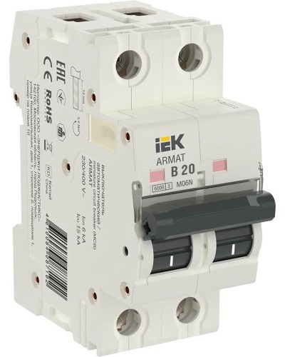 M06N 2P B 20А 6кА ARMAT (AR-M06N-2-B020). Автоматический выключатель. IEK в Нижнем Тагиле