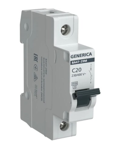 GENERICA ВА47-29М 1P C 20А 4,5кА (MVA21-1-020-C-G). Автоматический выключатель. IEK в Нижнем Тагиле