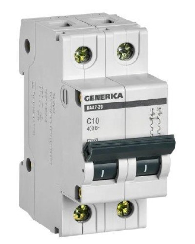 GENERICA ВА47-29 2P C 10А 4,5кА (MVA25-2-010-C). Автоматический выключатель. IEK в Нижнем Тагиле