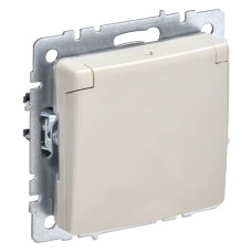 Розетка с з/к РСбш10-3-44-БрКр бежевый BRITE (BR-R16-16-44-K10). Розетка с заземлением с защитными шторками и крышкой. IEK