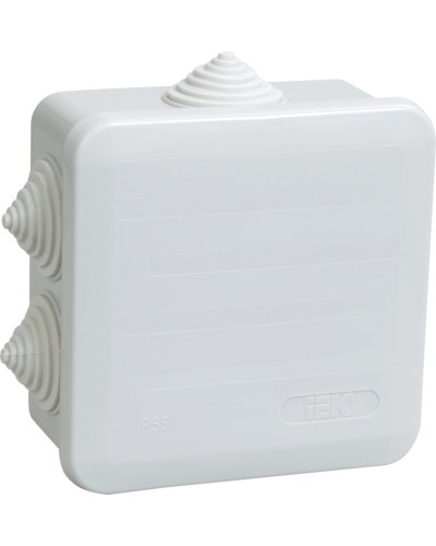Коробка распаячная КМ41255 100х100х50 открытой проводки IP44 6 гермовводов серая (UKOZ11-100-100-050-K41-44). Коробка распаячная безгалогенная (HF) с защелкивающейся крышкой. IEK в Нижнем Тагиле