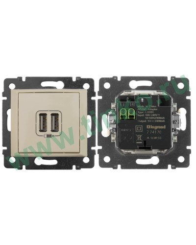 Розетка Valena двойная, USB, слоновая кость (774170). Розетка. LegranD в Нижнем Тагиле