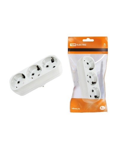 Блок на 3 гнезда 2П+З плоский 16А 250B TDM (SQ1806-0033). Розетка. TDM ЕLECTRIC в Нижнем Тагиле