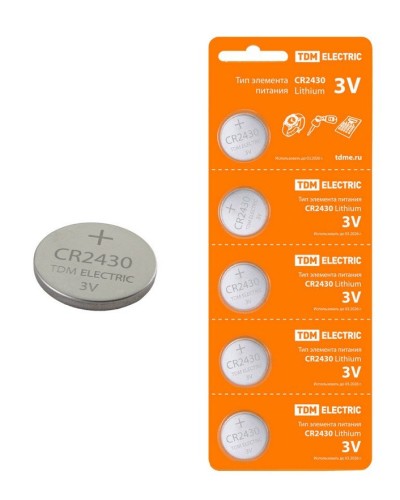 CR2430 Lithium 3V BP-5 TDM (SQ1702-0030). Элемент питания. TDM ЕLECTRIC в Нижнем Тагиле
