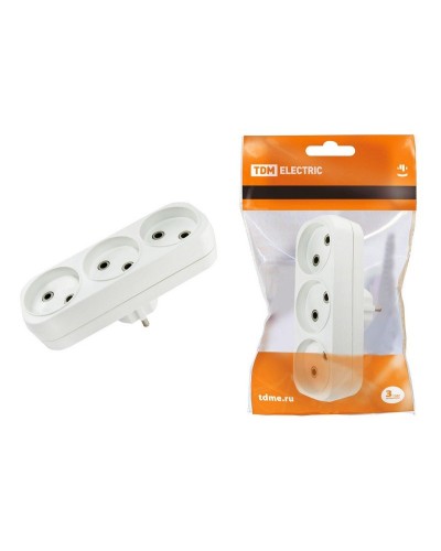 Блок на 3 гнезда 2П б/з плоский 6А 250B TDM (SQ1806-0027). Розетка. TDM ЕLECTRIC в Нижнем Тагиле