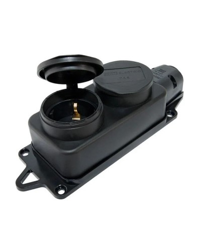 Розетка двухместная 2Р+РЕ 16А 250В IP44 (SQ0612-0037). Розетка двухместная с заглушками каучук. TDM ЕLECTRIC в Нижнем Тагиле