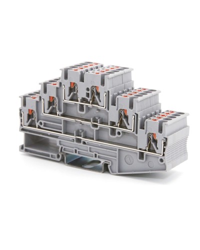 Клемма трехуровневая, зажим push-in, 2.5 кв.мм, синяя (VPR-2.5-3L-BU). Клемма проходная, 6 точки подключения. ДКС в Нижнем Тагиле
