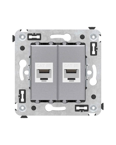 Розетка RJ-45 в стену, кат.5E, Avanti, двойная, закаленная сталь (4404664). Розетка компьютерная. ДКС в Нижнем Тагиле