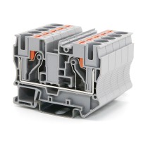Клемма проходная, зажим push-in, 2 точки подключения, 10 кв.мм, серая (VPR-10-GY). Клемма проходная, 2 точки подключения. ДКС