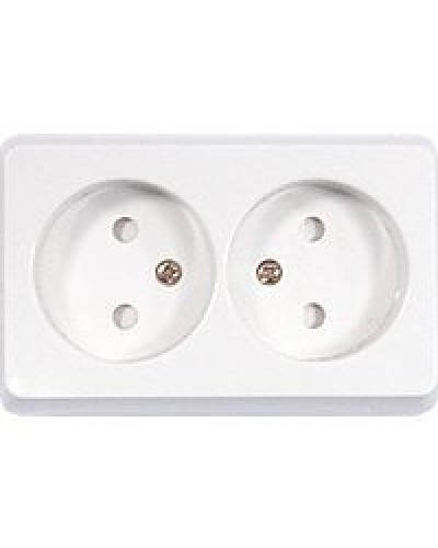 Розетка двойная открытой установки без з/к, бежевый, LK Standard (813601). Розетка без заземляющих контактов с защитными шторками. Экопласт в Нижнем Тагиле
