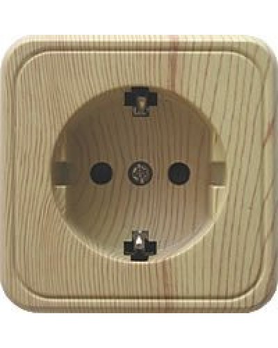 Розетка одинарная открытой установки с з/к, сосна, LK Standard (813225). Розетка с заземляющими контактами и защитными шторками. Экопласт в Нижнем Тагиле