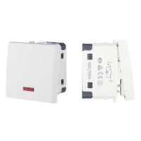 Выключатель с индикатором 45х45мм 16 A, 250 B, белый LK45 (850904). Выключатель. Экопласт