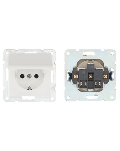 Розетка с з/к, шторками и крышкой, белый LK80 (843404-1). Розетка. Экопласт в Нижнем Тагиле