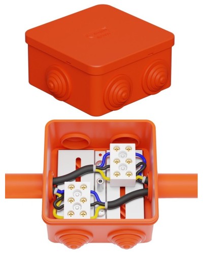 Коробка JBS080 85х85х50, 6 вых., 4P (0,15-10,0 мм²) (43311HF). Коробка монтажная, огнестойкая, без галогена. Экопласт в Нижнем Тагиле