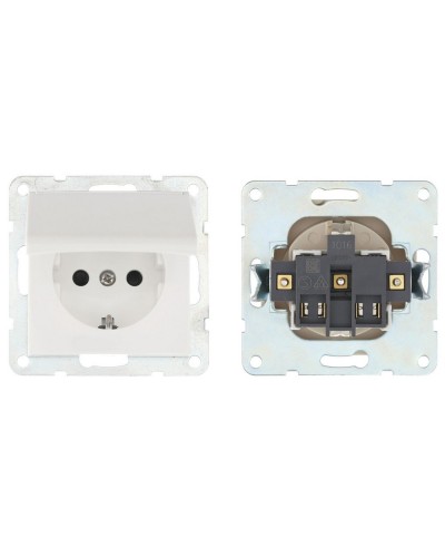 Розетка с з/к, шторками и крышкой, белый LK60 (863404-1). Розетка. Экопласт в Нижнем Тагиле
