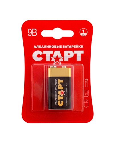 СТАРТ 6LR61-BL1 (9 В, Крона,  6LR61), БЛИСТЕР. Алкалиновая батарейка. СТАРТ в Нижнем Тагиле